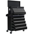 thumbnail image 1 of 14-Drawer Rolling Tool Chest, Lockable Steel Tool Storage Cabinet with Detachable Top Toolbox and Soft Liners, Mobile Workshop Organizer for Garage and Professional Workspace, Black, 1 of 7