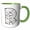 Green/White, variant on 3drose, Pink and Black Hearts Xs and Os Monogram Initial R, 11oz Mug