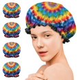 thumbnail image 7 of Shower Caps,Colorful Tie Dye Floral Mandala Waterproof Shower Cap for Women 4 Pieces,Double Reusable Hair Cover for Shower PEVA Elastic Stretch Hem, 7 of 7