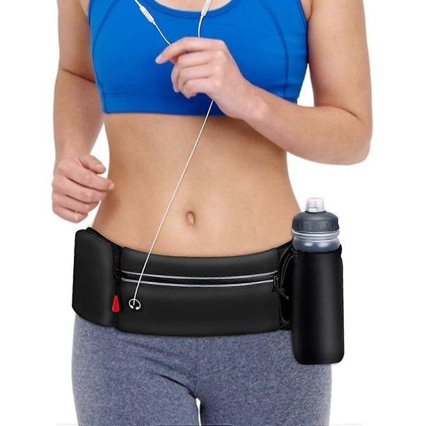 Running Belt with Water Bottle Holder,Fanny Pack No Bounce Hydration Belt with Phone Holder, Adjustable Waterproof Waist Pouch Waist Bag for Men and W