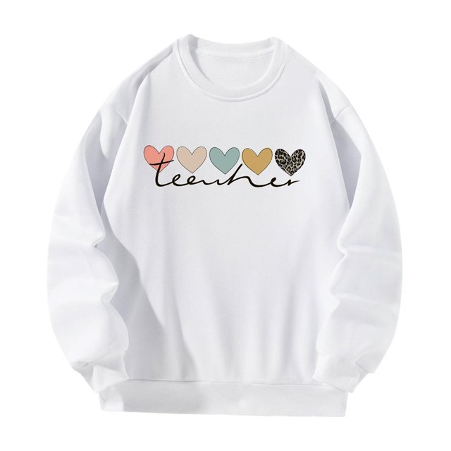 Sudadera con cuello redondo para mujer, Tops, moda blanca, informal, sencilla, holgada, ropa deportiva para otoño, salir de vacaciones, compras en la , l L