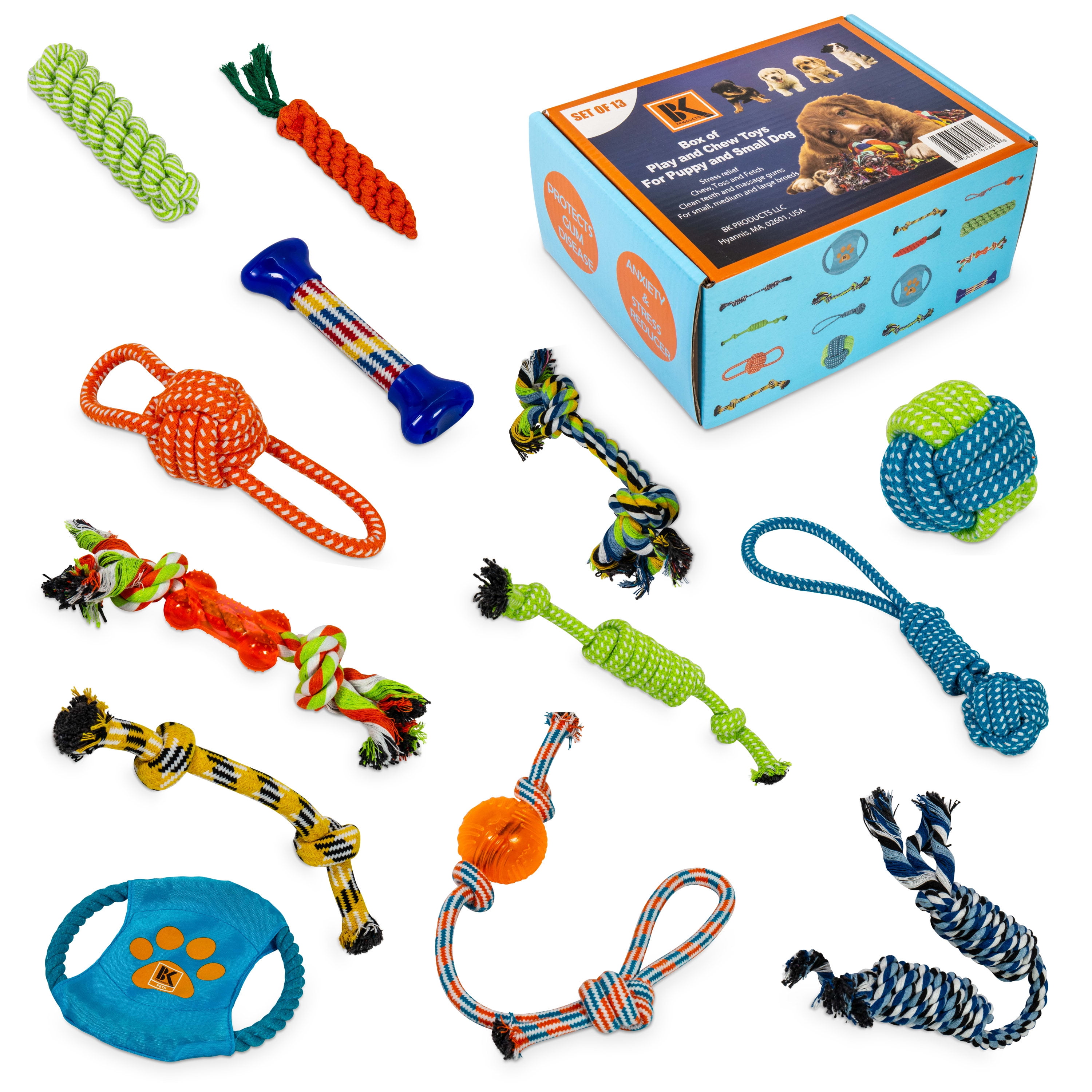 Dog Toys for Small Dogs and Medium Dogs Dog Rope Toys Rope Dog Toy Storage Basket Organizer Included Dog Chew Toys Tough Durable Dog Toys Set of 6 Puppy Toys for Teething 