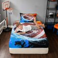 thumbnail image 5 of Manfei Boys Football Twin Sheets, Rugby Game Bedding, Black Brown Brightblue 3pcs(1 Flat Sheet, 1 Fitted Sheet and 1 Pillowcase), 5 of 6