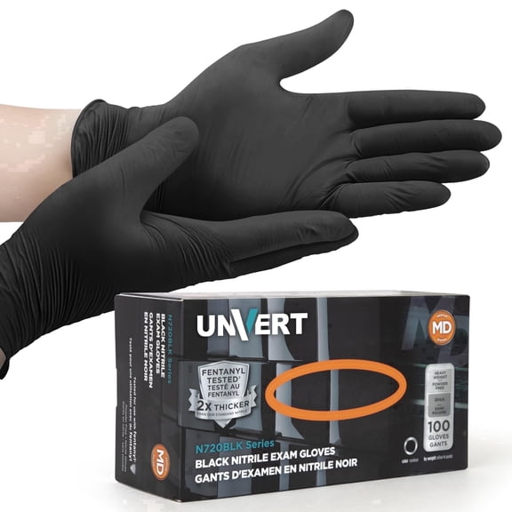 Unvert Nitrile 6 Mil Heavy Duty Disposable Gloves, Large, 100 Count