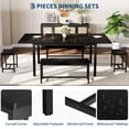thumbnail image 4 of 5-Piece Dining Table Set for 4-8 People, 63" Large Extendable Kitchen Table Set with 2 Benches and 2 Square Stools, Modern Dining Room Furniture Sets, Easy Assembly, Black, 4 of 9