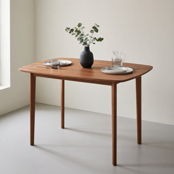 Topcobe Wooden Dining Table for 2-4 People Kitchen Table with Rubber Wood Legs, Modern Furniture for Dining Room, Practical, Easy to Assemble-Walnut