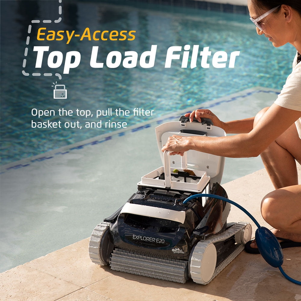 Restored Dolphin (2025 Model) Explorer E20 Automatic Robotic Pool Vacuum Cleaner, Wall Climbing, Active Scrubber Brush, Ideal for In-Ground Pool up to 33 FT in Length - Refurbished