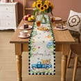 thumbnail image 2 of Black Plaid Easter Table Runner - 108 Inch Long Truck Spring Floral Bunny Animals Rustic Cotton and Linen Blended Dress Scarves Farmhouse Table Runner for Kitchen Dining, Coffee Table, 13" x 108", 2 of 8