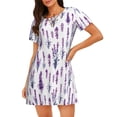 thumbnail image 1 of Saiise Chemise de Nuit à Manches Courtes Motif Fleurs de Lavande pour Femmes, Col Rond, Mignonne, Confortable, 1 of 6