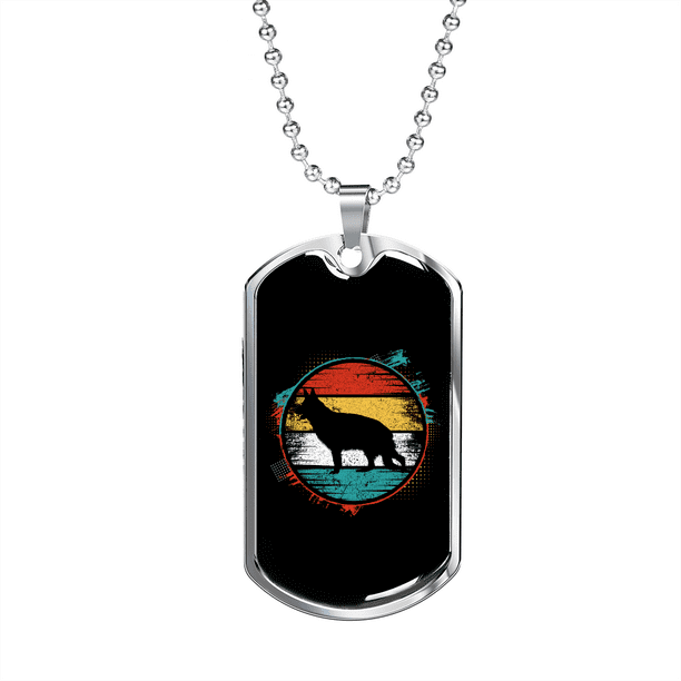 German Shepherd Necklace Stainless Steel or 18k Gold Dog Tag 24 Chain Walmart