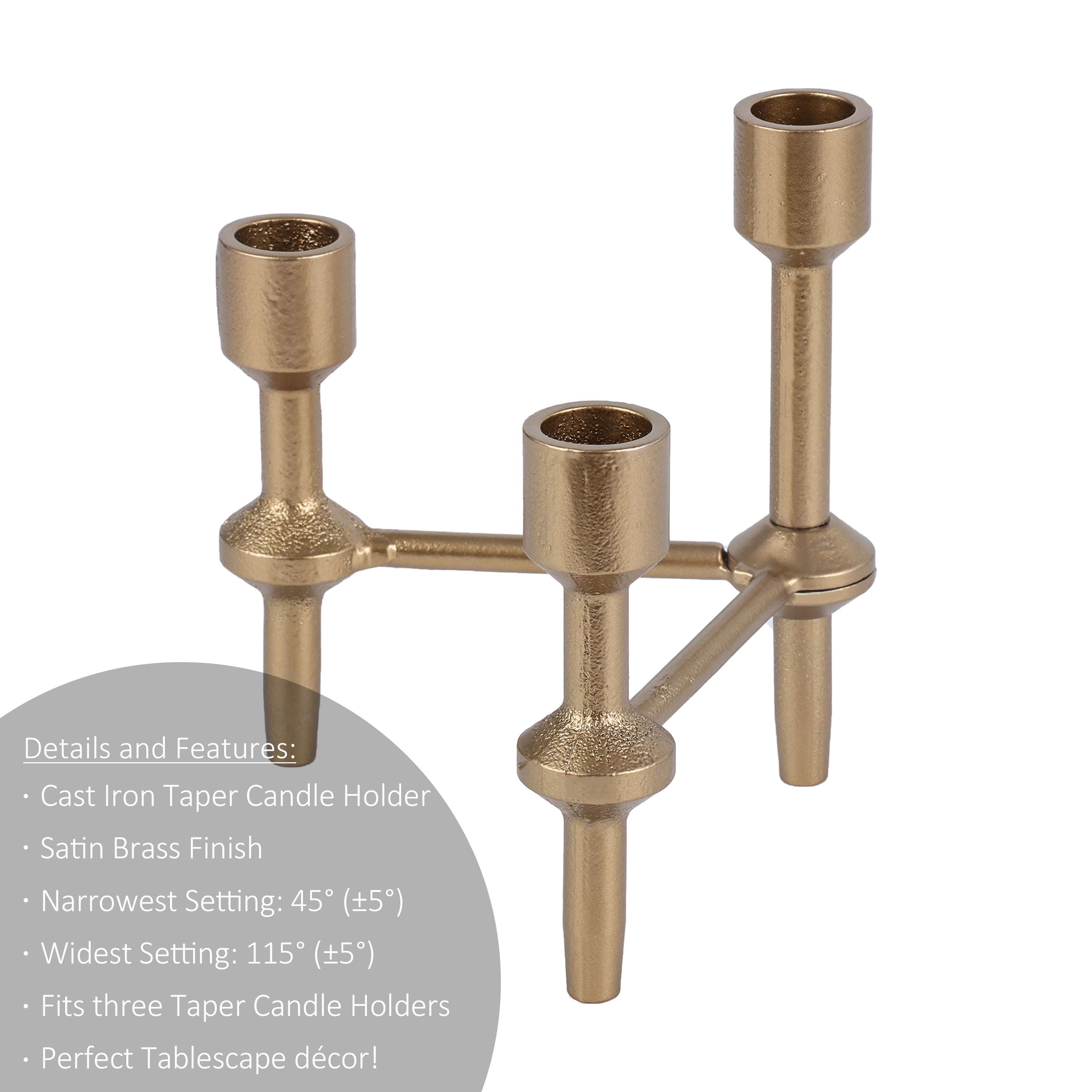 Better Homes & Garden 6" Gold Iron Pillar Taper Candle Holder Candelabra