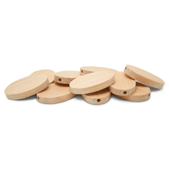 Flat Wooden Bead 1-3/4 inch, Pack of 25 Oval Discs For Jewelry Making and Crafting,  by Woodpeckers