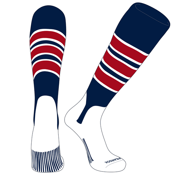 PEAR SOX OTC Baseball Softball Stirrup Socks (C, 5in) Navy, White, Red (XS)