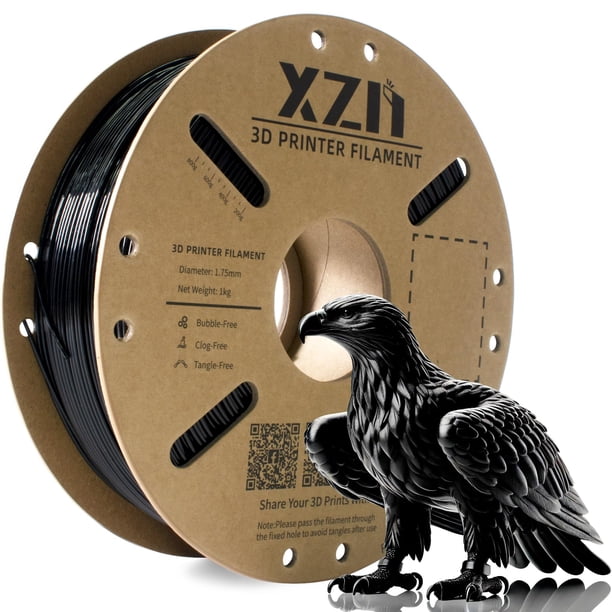 Filamento para impresora 3D XZN Silk PLA, 1,75 mm, negro metálico, 1 kg