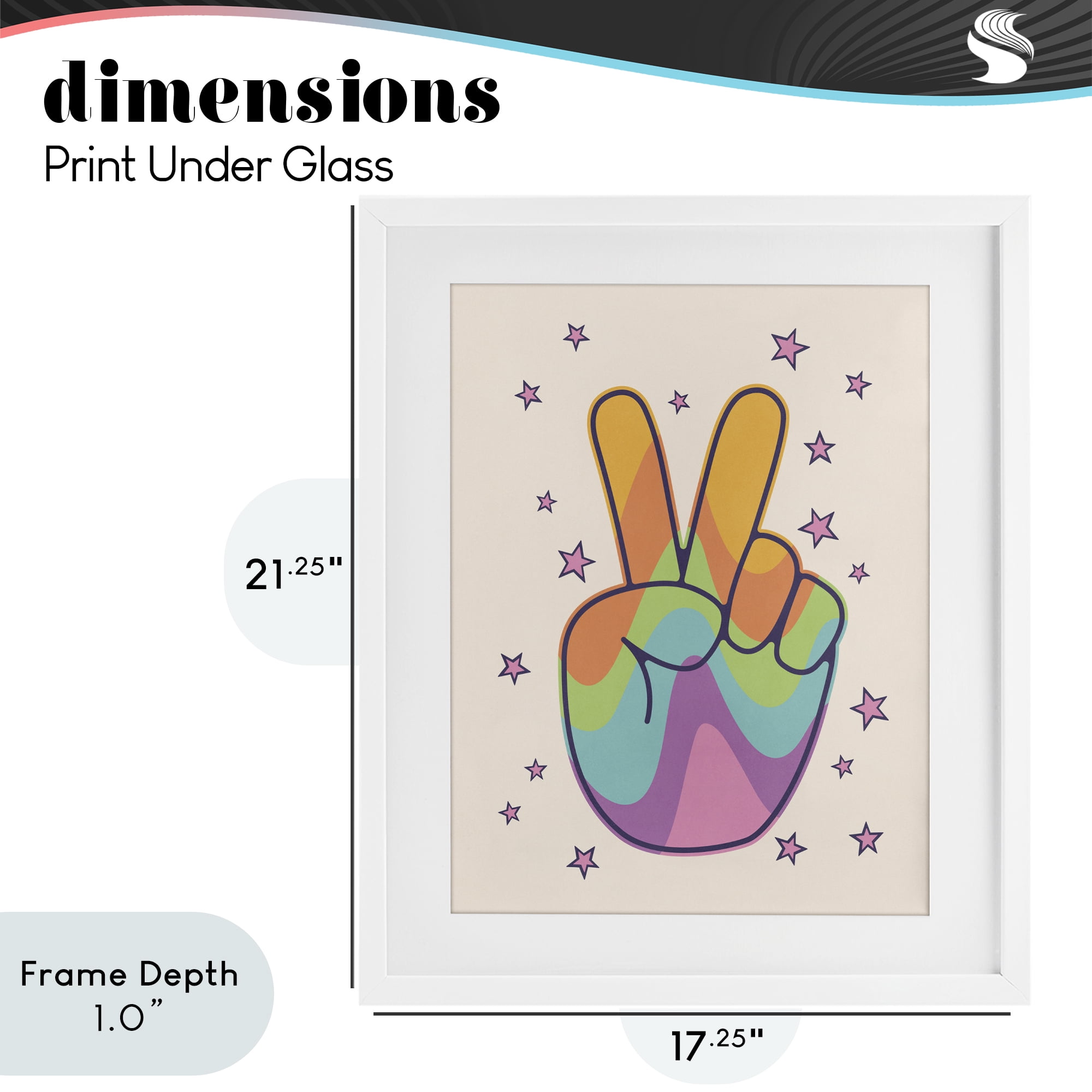 Stupell Industries Peace Sign Retro Rainbow White Framed Print Under Glass, design by LSR Design Studio