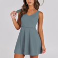 thumbnail image 2 of Athletic Dresses for Women with Shorts Summer Sleeveless V-Neck Tennis Mini Dresses Workout Rompers One-Piece Running Outfits New Sky Blue S, 2 of 8