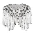 thumbnail image 1 of GDREDA Châle Rétro pour Femme, Robe de Soirée à Paillettes, Petit Châle Veste Coupe-Vent pour Occasions Élégantes Argent, Taille Unique, 1 of 3