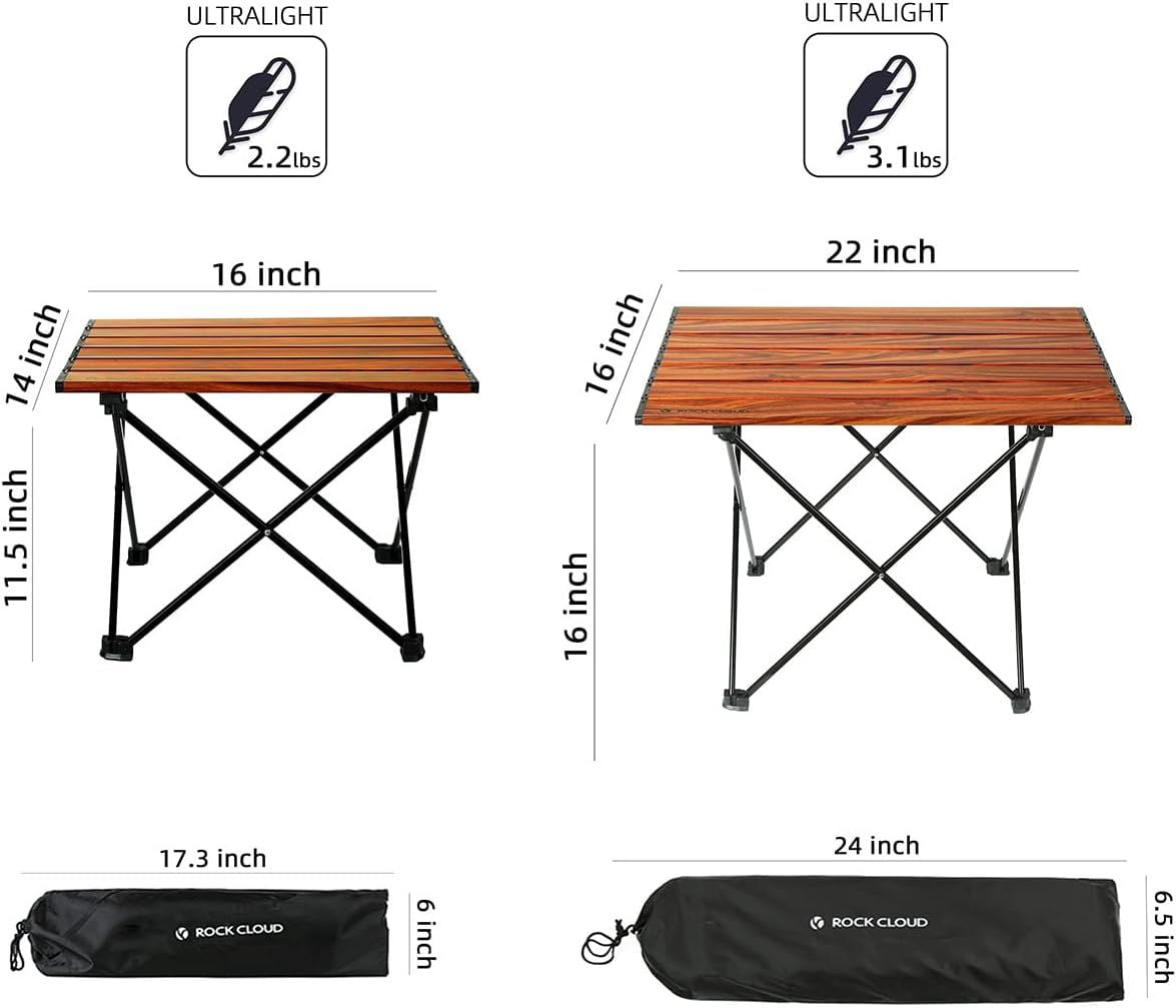 Portable Camping Table Ultralight Aluminum Camp Table Folding Beach Table for Camping Hiking Backpacking Outdoor Picnic, Size M