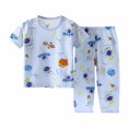 thumbnail image 2 of KkSLirnhs Boys Shirts under $5 Summer Toddler Kids Baby Girls Boys' Casual Short Sleeve Casual Loungewear Thin Air-conditioned Clothes Home Clothes Two Piece Set Blue 10-11Y, 2 of 4