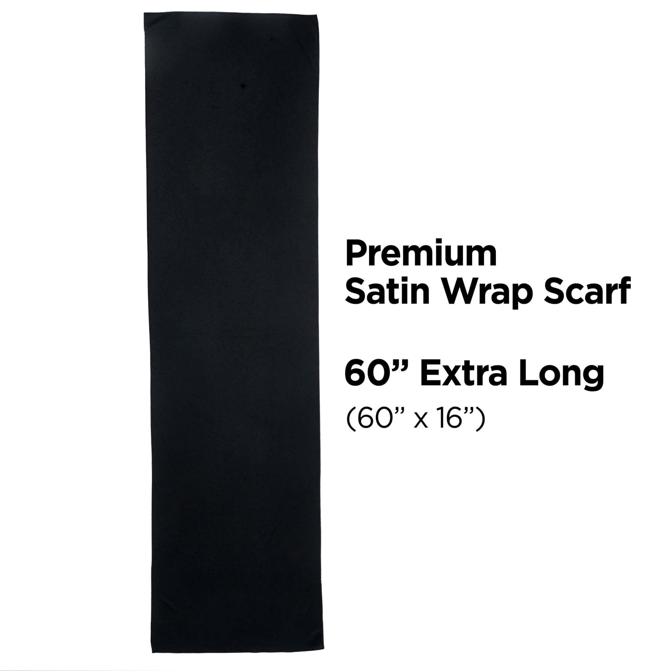 Kiss Colors & Care Soft Satin 60" Extra Long Hair Wrap Scarf, Solid Print Black