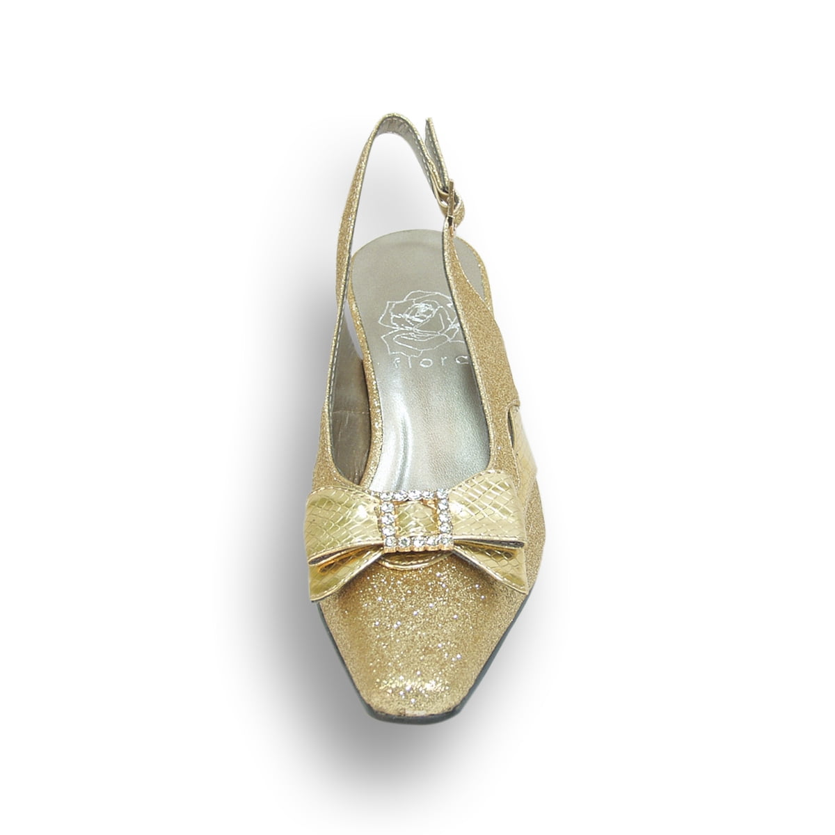 FLORAL Pearl Women's Wide Width Evening Dress Shoes for Wedding, Prom, & Dinner GOLD 6