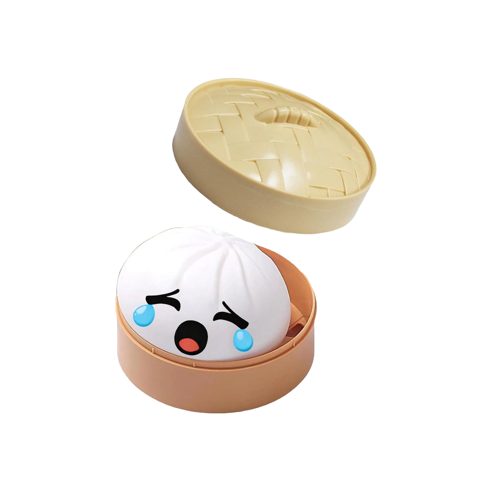Glitter Colorful Dumpling Squishy, Cute Squishy Dumpling Large with Steamer, Squishy Dumpling Doll with Cute Expressions, Silicone Bun Sensory Fidget Dolls, Hand Pinching Decompression Dolls