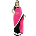 thumbnail image 4 of Atasi Women's Solid Pink Designer Georgette Saree With Unstitched Blouse Piece, 4 of 7