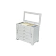 thumbnail image 2 of Modern Gray Wooden Jewelry Box with Mirror, 4 Drawers & Side Doors with Necklace Hooks, 2 of 6