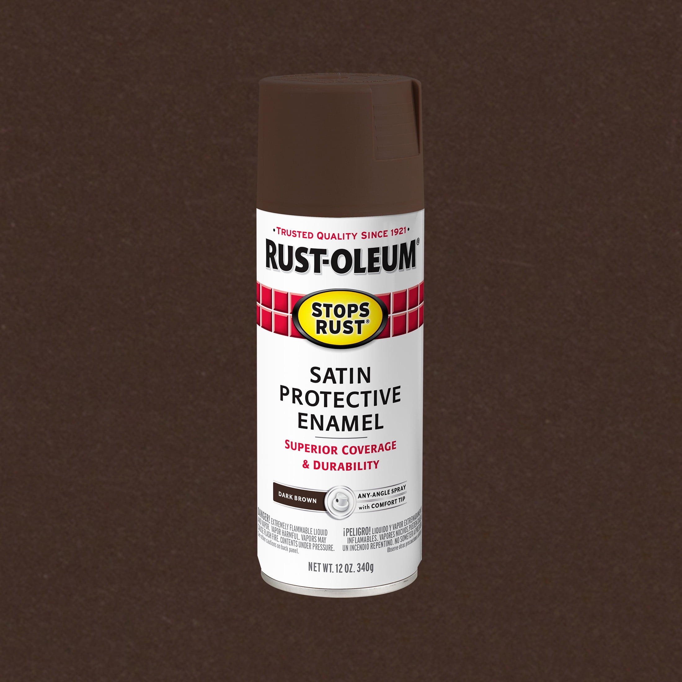 (2 pack) Dark Brown, Rust-Oleum Stops Rust Protective Enamel Satin Spray Paint-241239, 12 oz