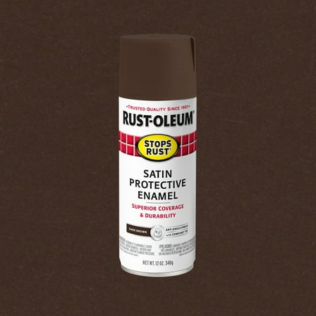 Dark Brown, Rust-Oleum Stops Rust Satin Protective Enamel Spray Paint-597880, 12 oz