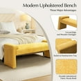 thumbnail image 3 of 58'' Upholstered Bench Chenille Boucle Modern Accent Bench End of Bedroom Entryway Yellow, 3 of 9