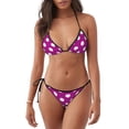 thumbnail image 1 of Fotbe Purlpe And White Polka Dot Traje de Baño para Mujer de Dos Piezas – Bikini Sexy de Tirantes Tipo Halter con Diseño Triangular, 1 of 6