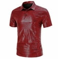 thumbnail image 3 of QQAMB Shirts for Men Solid Color Glitter Sequin Flip Collar Button Short Sleeve Dressy Shirts Blouse Tops Red XL, 3 of 4