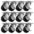thumbnail image 1 of 12 PK Roulette Pivotante 2 Pouces avec Roues de Frein Base en Caoutchouc Dur avec Plaque Supérieure et Roulement, 1 of 4