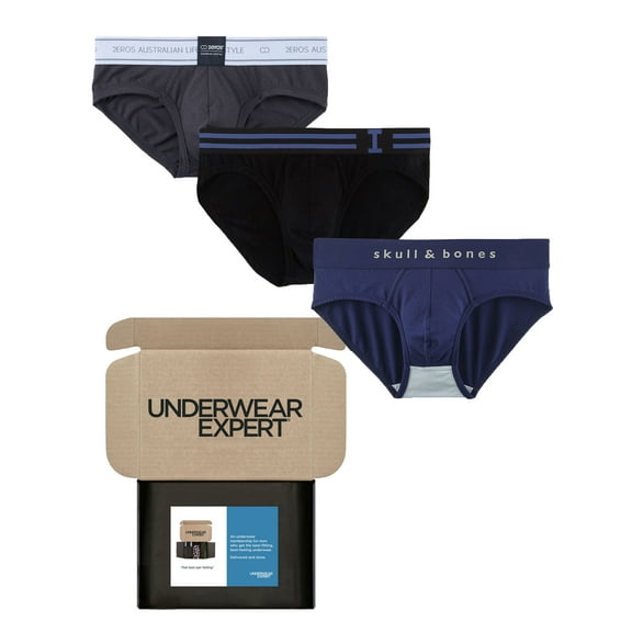 Underwear Expert Men's Briefs Curated Mystery Box, 3 Pairs