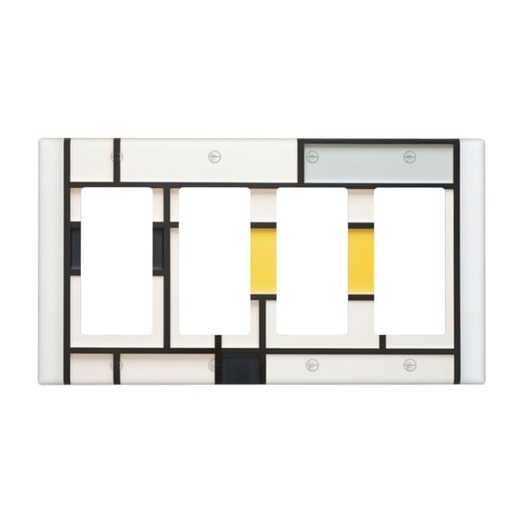 Color Art Style Switch Cover Decorative Wall Plate / 4-Gang 4-Decor / Standard Size 4.5x8 in