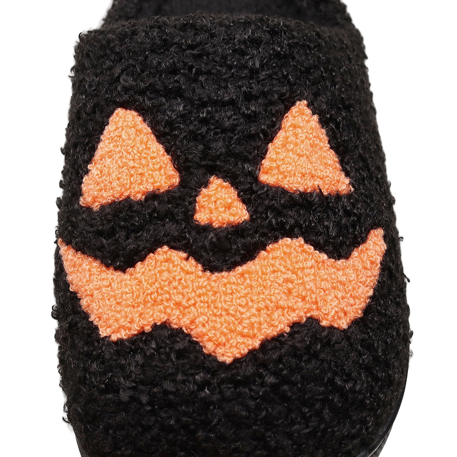 Women's Fashionable Casual Versatile Indoor Home Funny Halloween Pumpkin Face Embroidery Fashionable Fall And Winter Style Trendy Warm Flat Slippers
