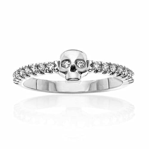 HeartsAndYou 1ct Round Cut Moissanite Skull Skeleton Gothic Ring 18k White Gold over Silver