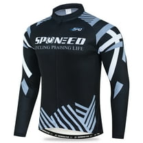 Cycling Jersey Men Long Sleeves Bike Shirts with Pockets Road Riding Top Full Zipper Black S