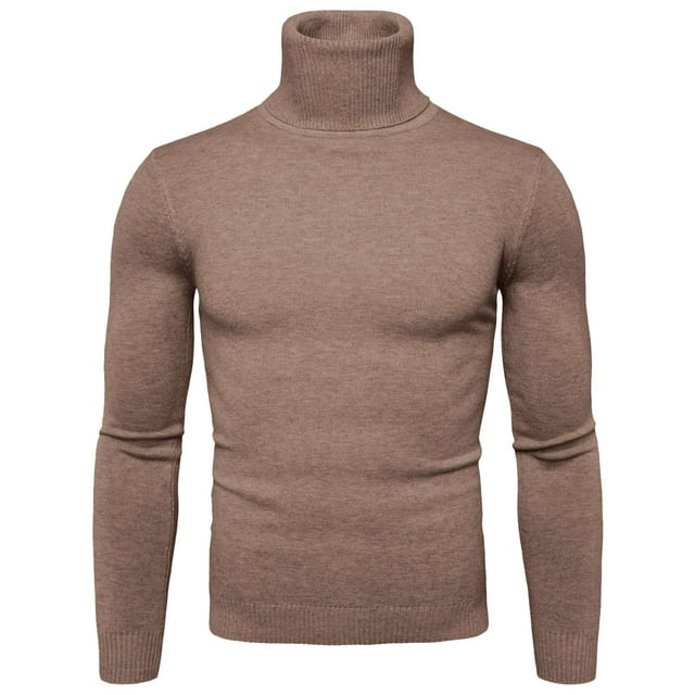 Mens Autumn and Winter Long Trench Coat for Men Solid Soft Turtleneck Sweater Overcoat Flexibility Solid Color Close Winter Jacket Men Fitting Top Slim Sweater