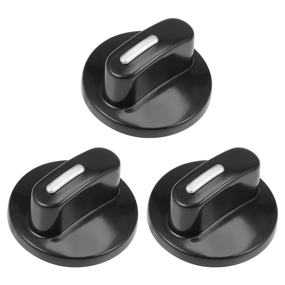 Uxcell Timer Knobs Range Replacement Knobs Time Control Knob Round Half Shaft 0.87" x 1.57" Black 3 pcs