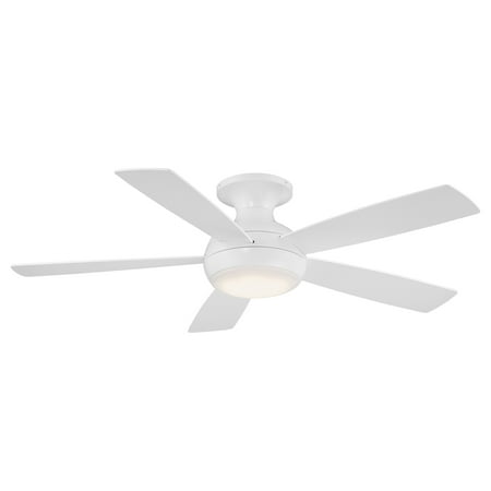

Odyssey Indoor and Outdoor 5-Blade Smart Flush Mount Ceiling Fan 52in Matte White with 3000K LED Light Kit and Remote Control