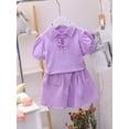 thumbnail image 2 of Bagilaanoe 2Pcs Little Girls Clothes Clothes Toddler Short Puff Sleeve T-Shirt Tops + Skirt 1T 2T 3T 4T 5T 6T 7T 8T Kids Casual Skirt Set, 2 of 4