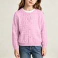 thumbnail image 6 of Besolor Toddler Girls Boy Clothes Cardigan Crewneck Button down Long Sleeve Shirts Hollow out Casual Knitted Jacket Tops(7-8 Years,Pink), 6 of 7