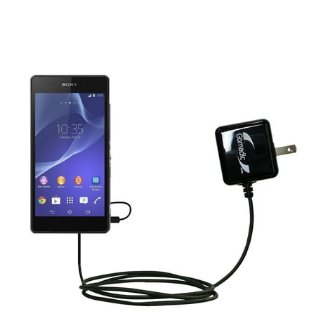 Gomadic Intelligent Compact AC Home Wall Charger suitable for the Sony Xperia Z2 - High output power with a convenient, foldable plug design - Uses Ti