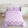 thumbnail image 2 of Homewish Purple Princess Bow-tie Full Size Comforter Sets, Kawaii Cartoon Bowknot Bedding Comforter Set, Teens Kids Girls Women Reversible Bedding Sets, Lightweight Room Decor, 3-Piece, 2 of 8
