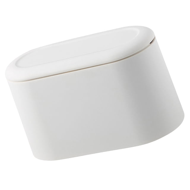 USHOBE Daily Use Trash Bucket Desktop Trash Can White PP Reusable 1Pcs