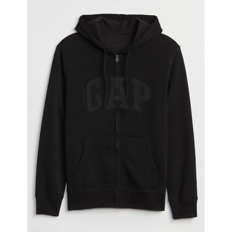 GAP Logo Zip Hoodie Black Cotton Fleece Kanga Pockets 218871-17-1 