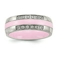 thumbnail image 2 of Chisel Stainless Steel Polished Pink Ceramic CZ Ring Size 10  Men, 2 of 5