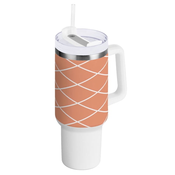40 oz Tumbler with Handle and Straw Lid Orange Block Insulated Vacuum Water Bottle Stainless Steel Travel Cup